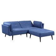 Nafisa - Adjustable Sofa & Ottoman - Blue Fabric - R&R Furniture Gallery (Fountain Valley, CA)