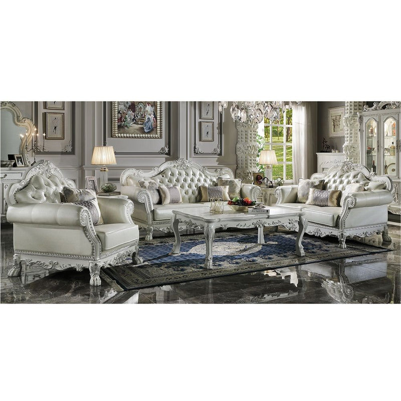 Dresden - Sofa With 4 Pillows - Synthetic Leather & Bone White - R&R Furniture Gallery (Fountain Valley, CA)