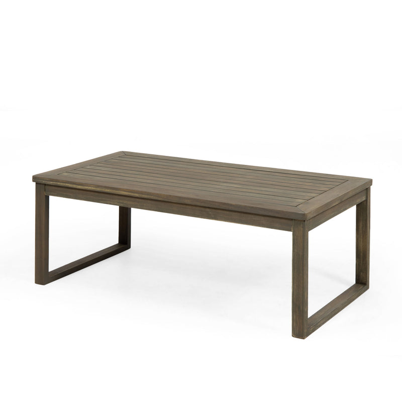 Noble House Samwell outdoor 2-piece coffee table and loveseat set with metal frame and cushioned seats for patio or garden use.