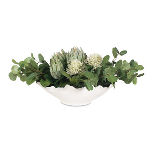 Protea Blooms - Bowl Centerpiece - Green / White