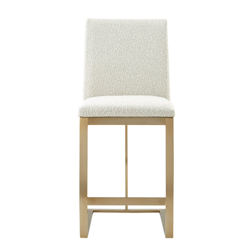 Frankie - Modern Off-White Fabric + Antique Brass Counter Chair