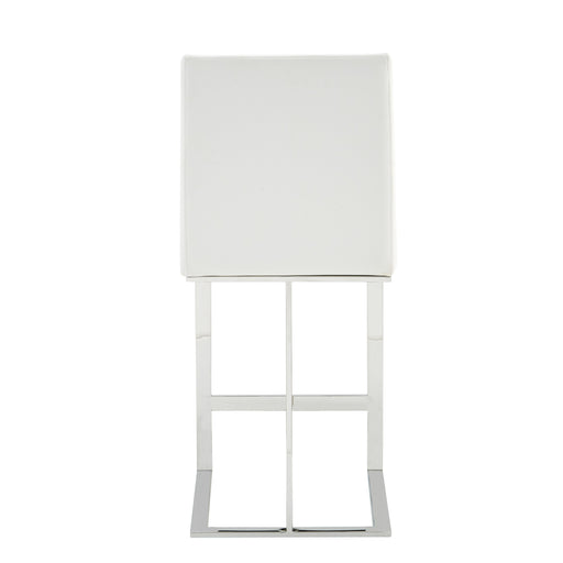 Frankie - Modern White Vegan Leather + Stainless Steel Counter Chair — view 2