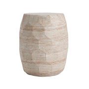 Noble House beige travertine lightweight concrete side table for indoor and outdoor use, showcasing a sleek, modern design.
