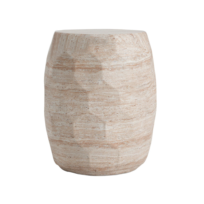 Noble House beige travertine lightweight concrete side table for indoor and outdoor use, showcasing a sleek, modern design.