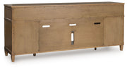 Sharlance - XL TV Stand With Fireplace Option - Light Brown - R&R Furniture Gallery (Fountain Valley, CA)