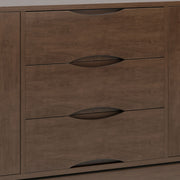 Simpli-Home Harper sideboard buffet with wood finish, featuring cabinets and drawers for dining room or living room storage.