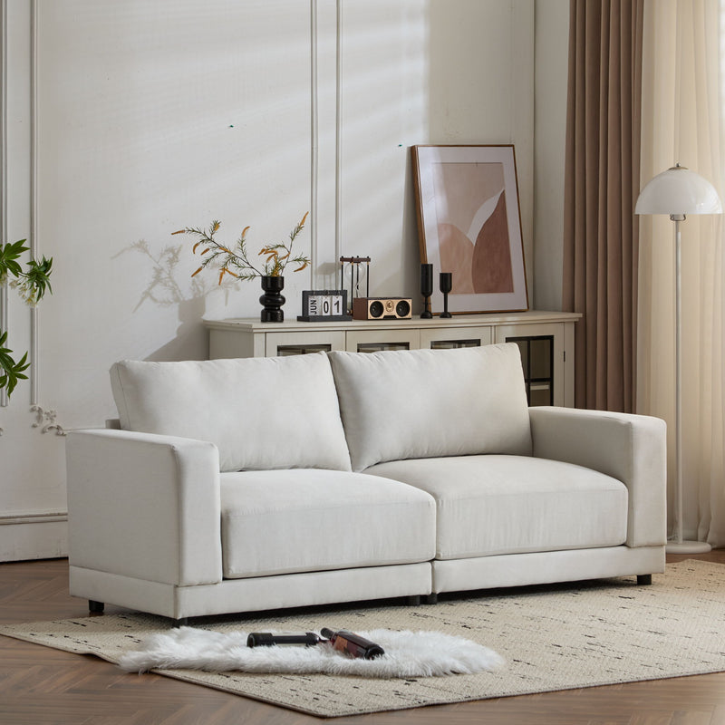 Modern Square Arm Sofa With Soft Fabric Upholstery, Deep Cushions - R&R Furniture Gallery (Fountain Valley, CA)