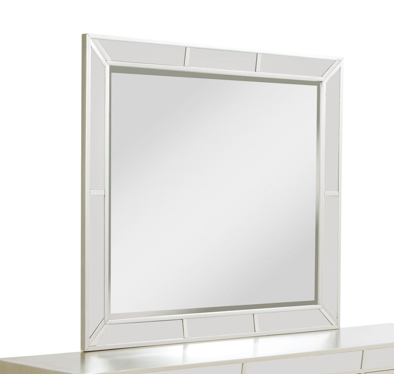 Elegant contemporary mirror by Glory Furniture featuring a sleek, modern design with a stylish frame and reflective glass surface.