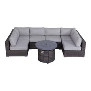 Wicker Outdoor Lounge Set With Cushions And Fire Pit - R&R Furniture Gallery (Fountain Valley, CA)
