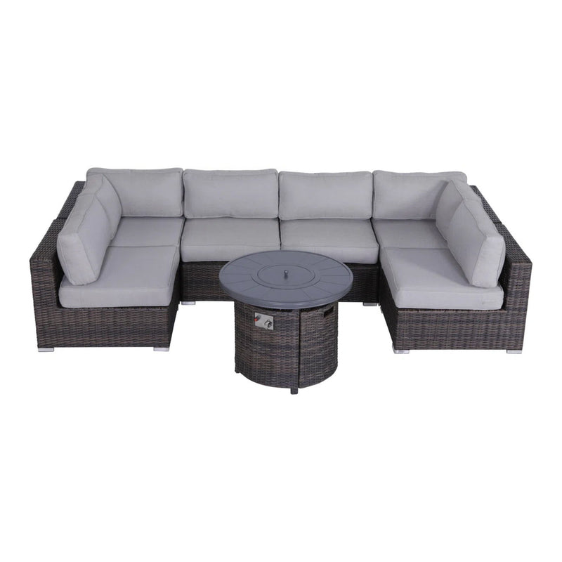 Wicker Outdoor Lounge Set With Cushions And Fire Pit - R&R Furniture Gallery (Fountain Valley, CA)