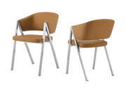 Marcus - Modern Camel Vegan Leather Dining Chair (Set of 2) — view 2