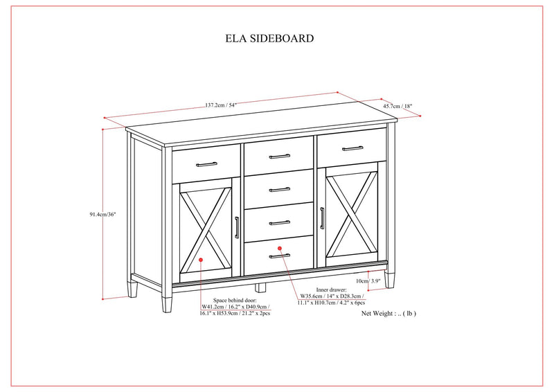 Ela - Sideboard - Smoky Brown - R&R Furniture Gallery (Fountain Valley, CA)