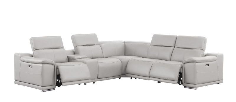 2679 - 6-Piece L-Shaped Power Reclining Sectional In Genuine Leather (3 Recliners)