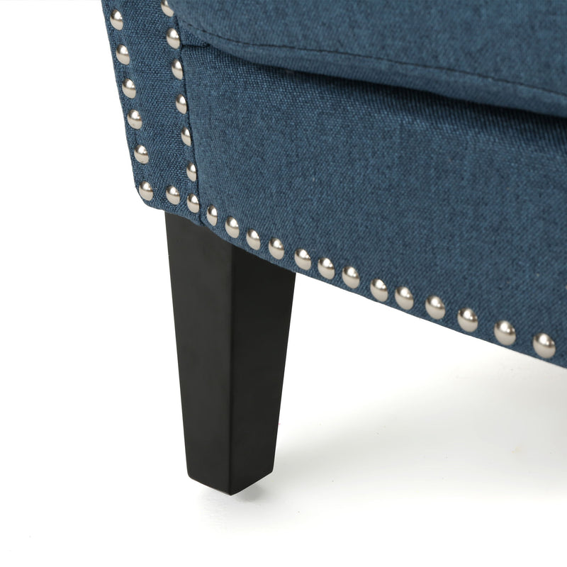 Noble House elegant club arm chair with nailhead trim, birch wood legs, and plush upholstery for stylish comfort.