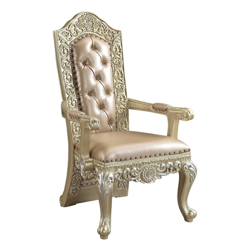 Vatican - Arm Chair (Set of 2) - Synthetic Leather & Champagne Silver - R&R Furniture Gallery (Fountain Valley, CA)