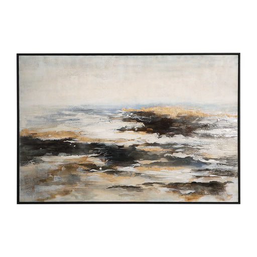 Light brown abstract canvas art by Uttermost, featuring a modern, textured design suitable for contemporary home decor.