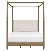 Queen Canopy Bed Frame With Upholstered Headboard - Brown - R&R Furniture Gallery (Fountain Valley, CA)