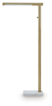 Santiford - Metal Floor Lamp - Gold Finish / White - R&R Furniture Gallery (Fountain Valley, CA)