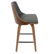 Two Lumi Source Gianna mid-century modern counter stools with wooden legs and upholstered seats, set against a neutral background.