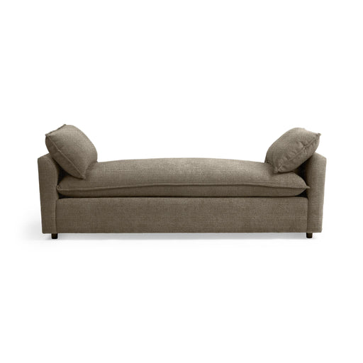 Classic Home Caplan backless sofa daybed with plush upholstery and wooden legs, ideal for modern living spaces.