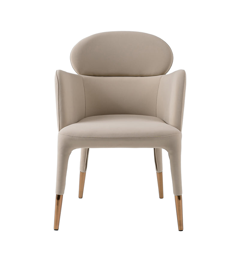 Shannon - Modern Beige Vegan Leather + Rosegold Dining Chair — view 3