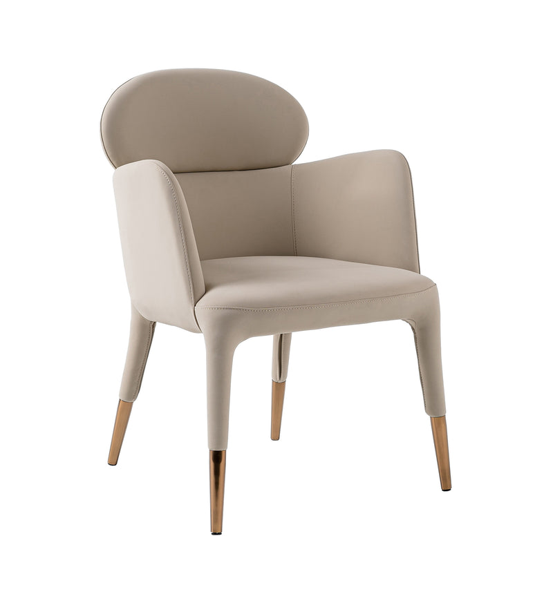 Shannon - Modern Beige Vegan Leather + Rosegold Dining Chair — view 4