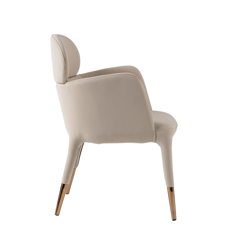 Shannon - Modern Beige Vegan Leather + Rosegold Dining Chair — view 5