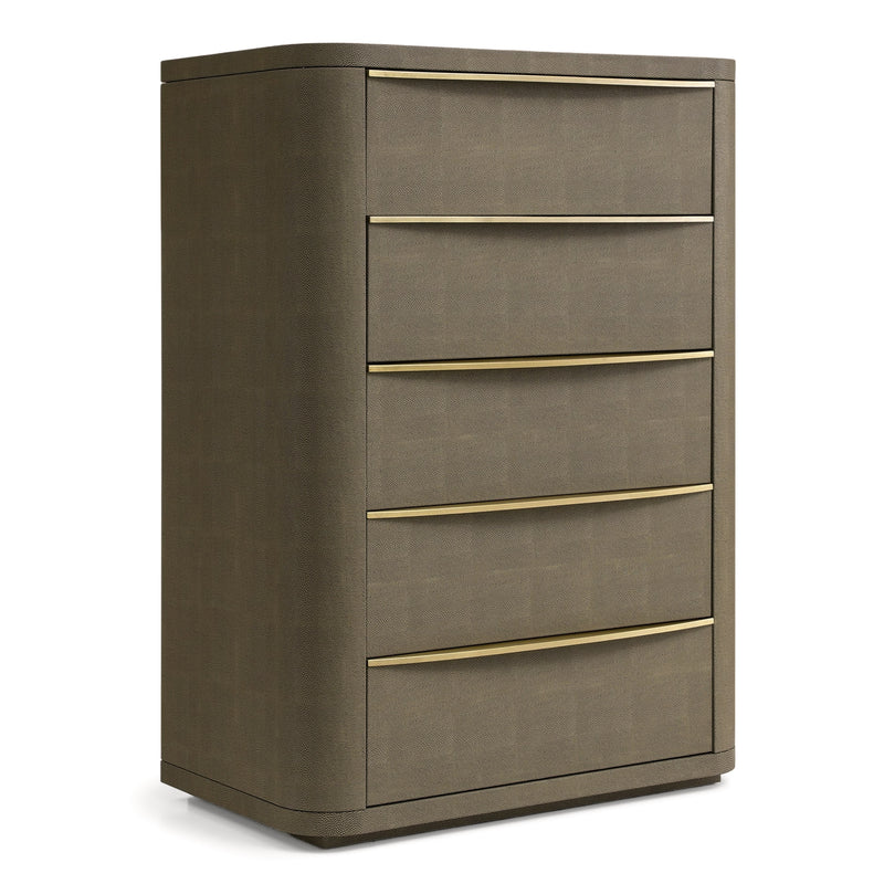 Lois - Modern Beige Shagreen + Brass Chest — view 5