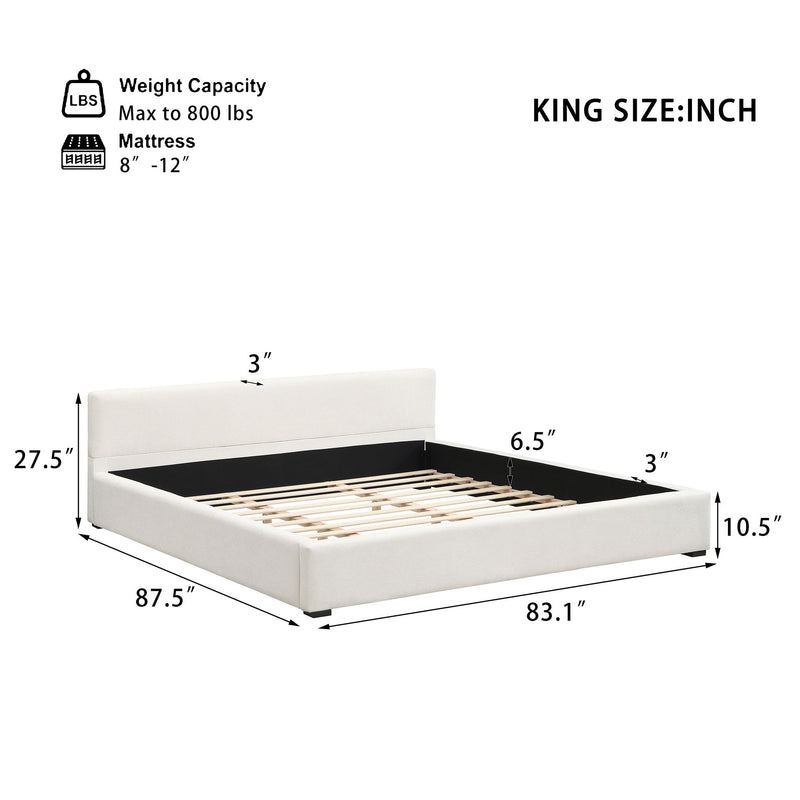 Elegant upholstered bed with wide edge frame and soft fabric upholstery, featuring a modern design by Noble House.