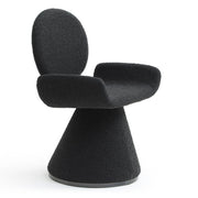Neptune - Contemporary Black Fabric + Brushed Black Gun Dining Chair