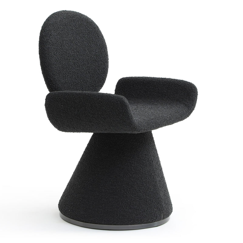 Neptune - Contemporary Black Fabric + Brushed Black Gun Dining Chair