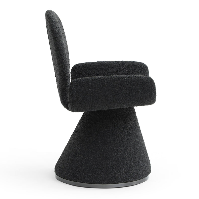 Neptune - Contemporary Black Fabric + Brushed Black Gun Dining Chair — view 3