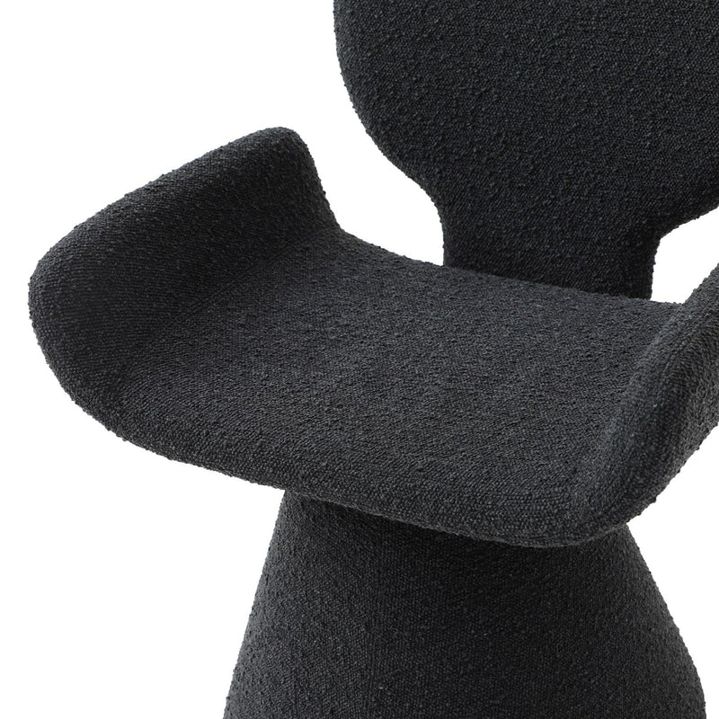 Neptune - Contemporary Black Fabric + Brushed Black Gun Dining Chair — view 4