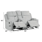 Galya - Motion Loveseat With Console - Light Gray Chenille - R&R Furniture Gallery (Fountain Valley, CA)
