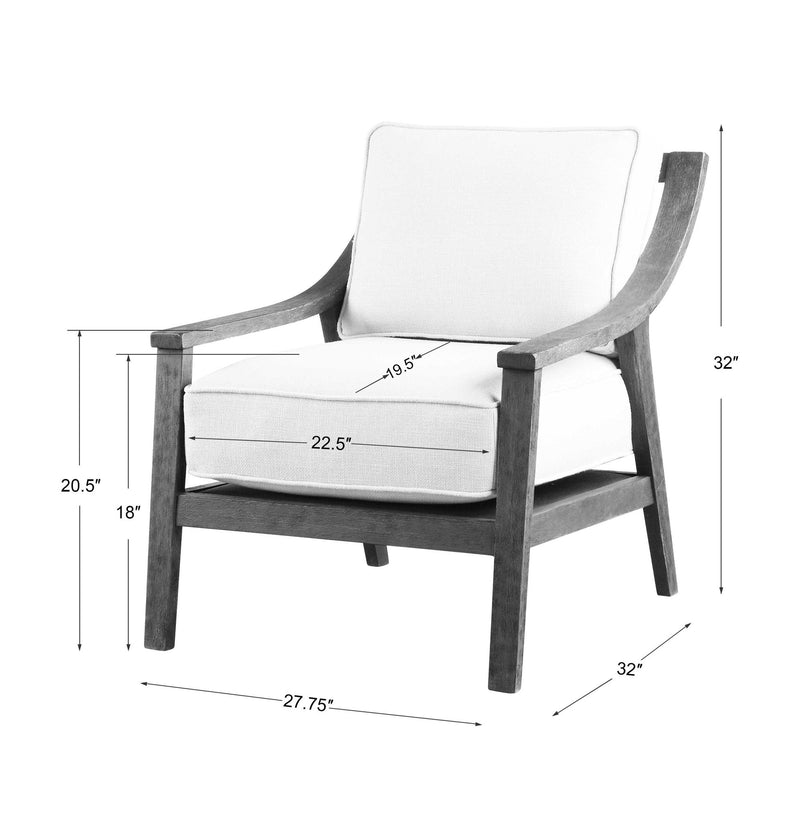 Beige Lyle accent arm chair by Uttermost with plush upholstery and wooden legs, ideal for living room or lounge decor.