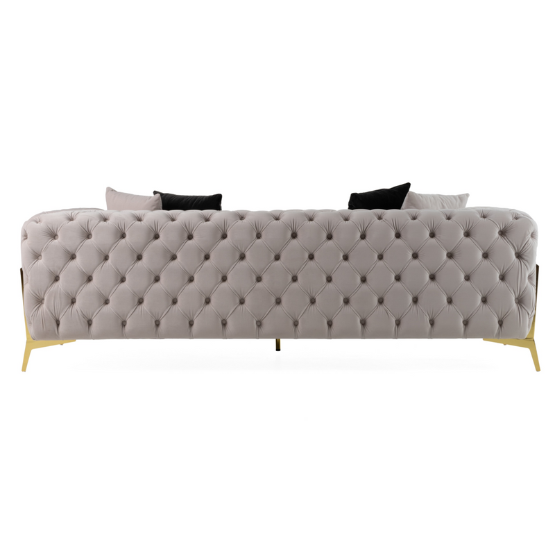 Clarice - Transitional Light Beige Velvet Sofa — view 5