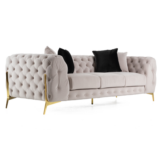 Clarice - Transitional Light Beige Velvet Sofa Set — view 2