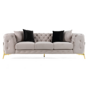Clarice - Transitional Light Beige Velvet Sofa — view 3
