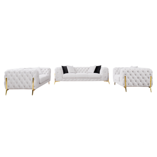 Clarice - Transitional Light Beige Velvet Sofa Set