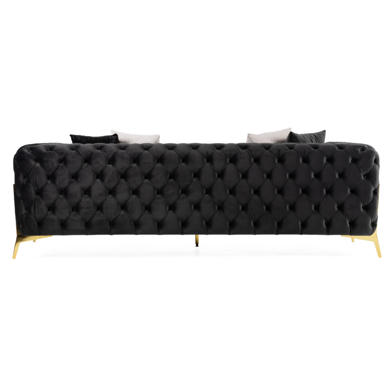 Clarice - Transitional Black Velvet Sofa — view 5