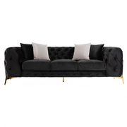 Clarice - Transitional Black Velvet Sofa — view 3