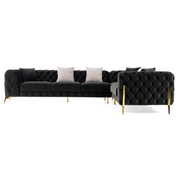 Clarice - Transitional Black Velvet Sectional Sofa — view 4