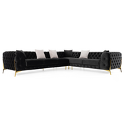 Clarice - Transitional Black Velvet Sectional Sofa — view 2