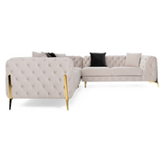 Clarice - Transitional Light Beige Velvet Sectional Sofa — view 2