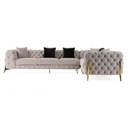 Clarice - Transitional Light Beige Velvet Sectional Sofa — view 3
