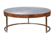 Tamas - 16" Coffee Table - Aluminum & Cocoa Top Grain Leather - R&R Furniture Gallery (Fountain Valley, CA)