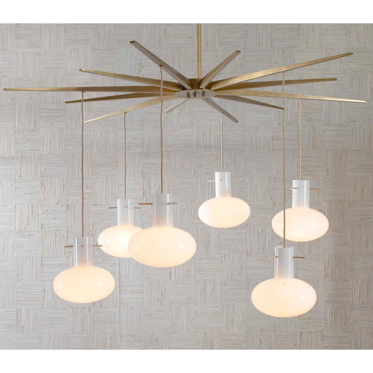 Superstar - 6 Light Pendant - Brass / White