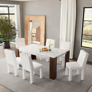 Set of two ACME Hettie beige boucle side chairs with modern design and upholstered seating.