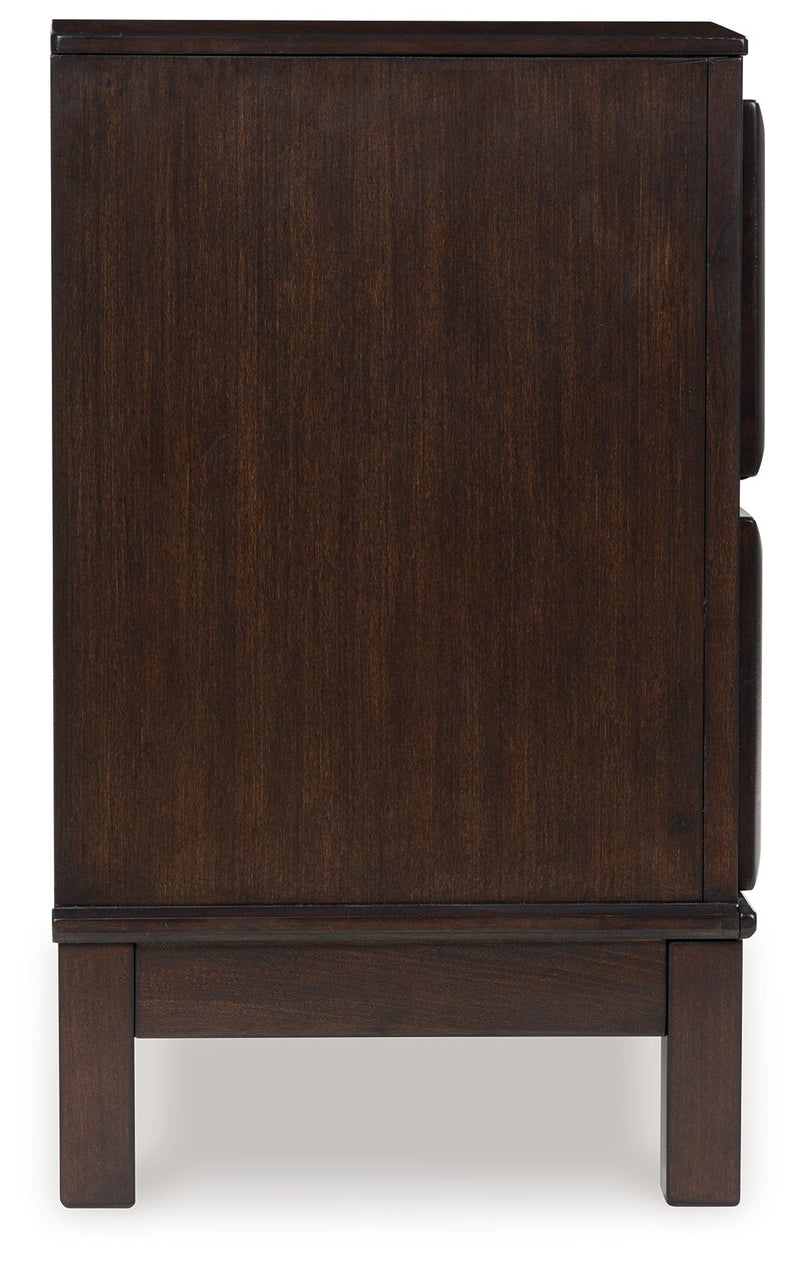 Vanmore - Two Drawer Night Stand - Dark Brown - R&R Furniture Gallery (Fountain Valley, CA)