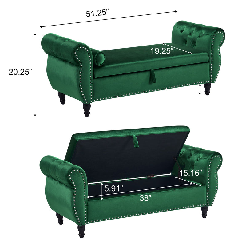 Luxurious Multifunctional Storage Ottoman Bench With Pillow - R&R Furniture Gallery (Fountain Valley, CA)